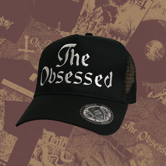 The Obsessed embroidered logo trucker hat